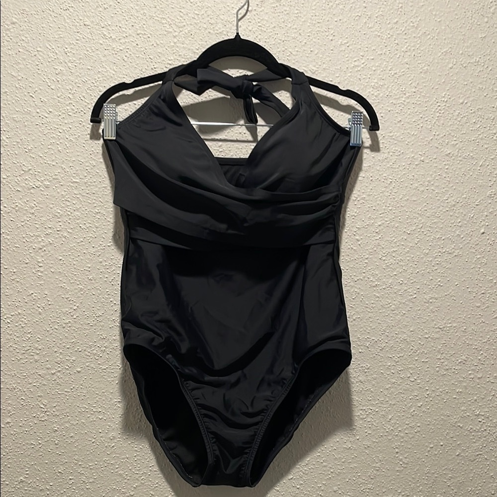 Time and Tru Black One Piece Swimsuit Classic Design